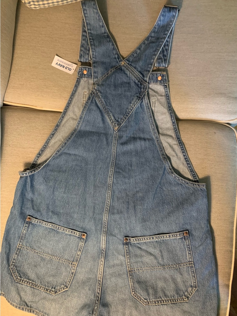 Old Navy Light Blue Denim Short Overalls - Picture 2 of 5